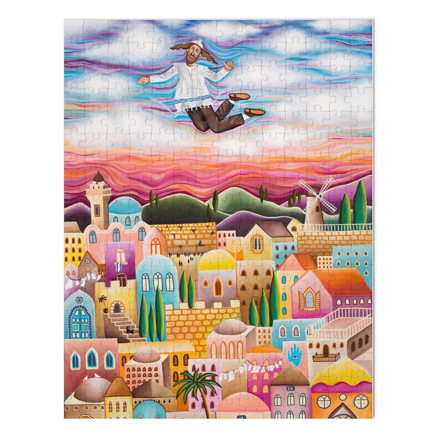 "The Flying Hassid" by Yael Flatauer Jigsaw Puzzle (30, 110, 252, 500,1000-Piece)