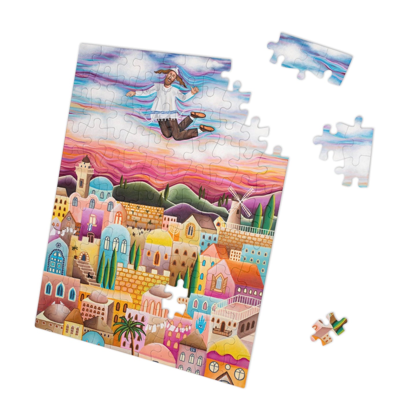 "The Flying Hassid" by Yael Flatauer Jigsaw Puzzle (30, 110, 252, 500,1000-Piece)