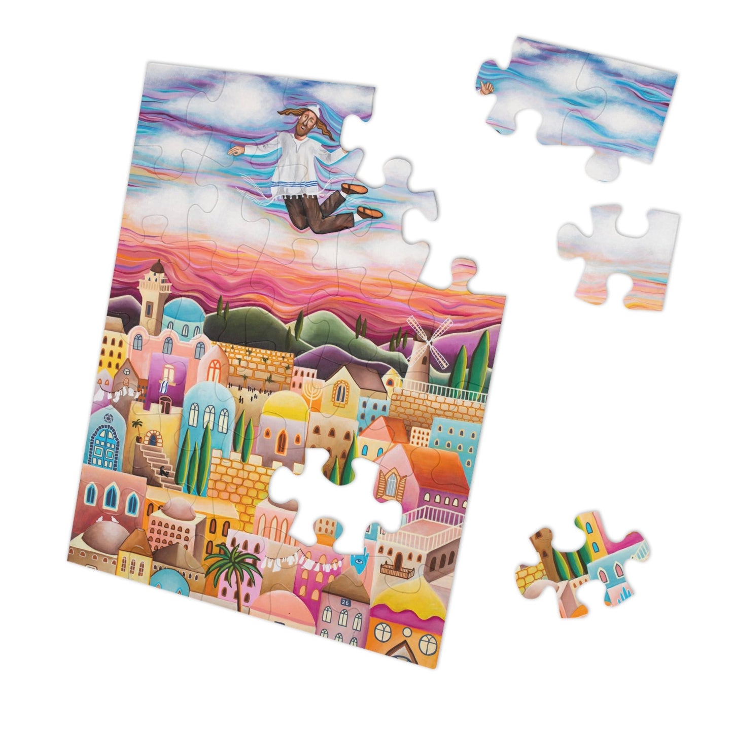 "The Flying Hassid" by Yael Flatauer Jigsaw Puzzle (30, 110, 252, 500,1000-Piece)