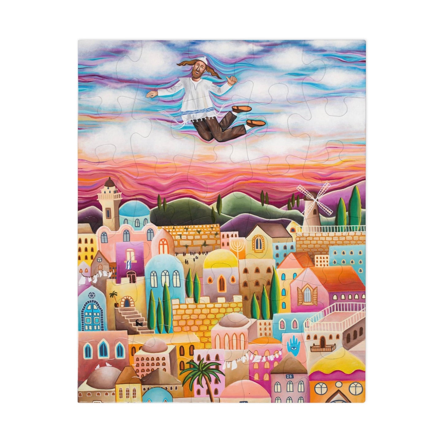 "The Flying Hassid" by Yael Flatauer Jigsaw Puzzle (30, 110, 252, 500,1000-Piece)