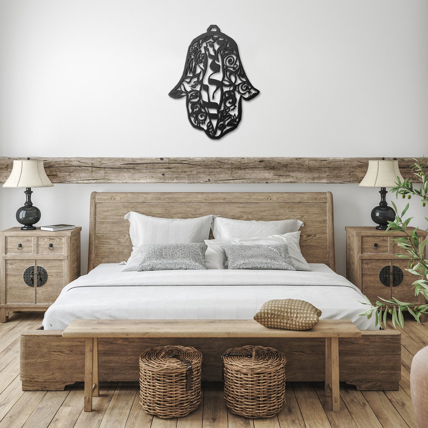 Hamsa of Peace in Israel by Leah Luria Metal Wall Art