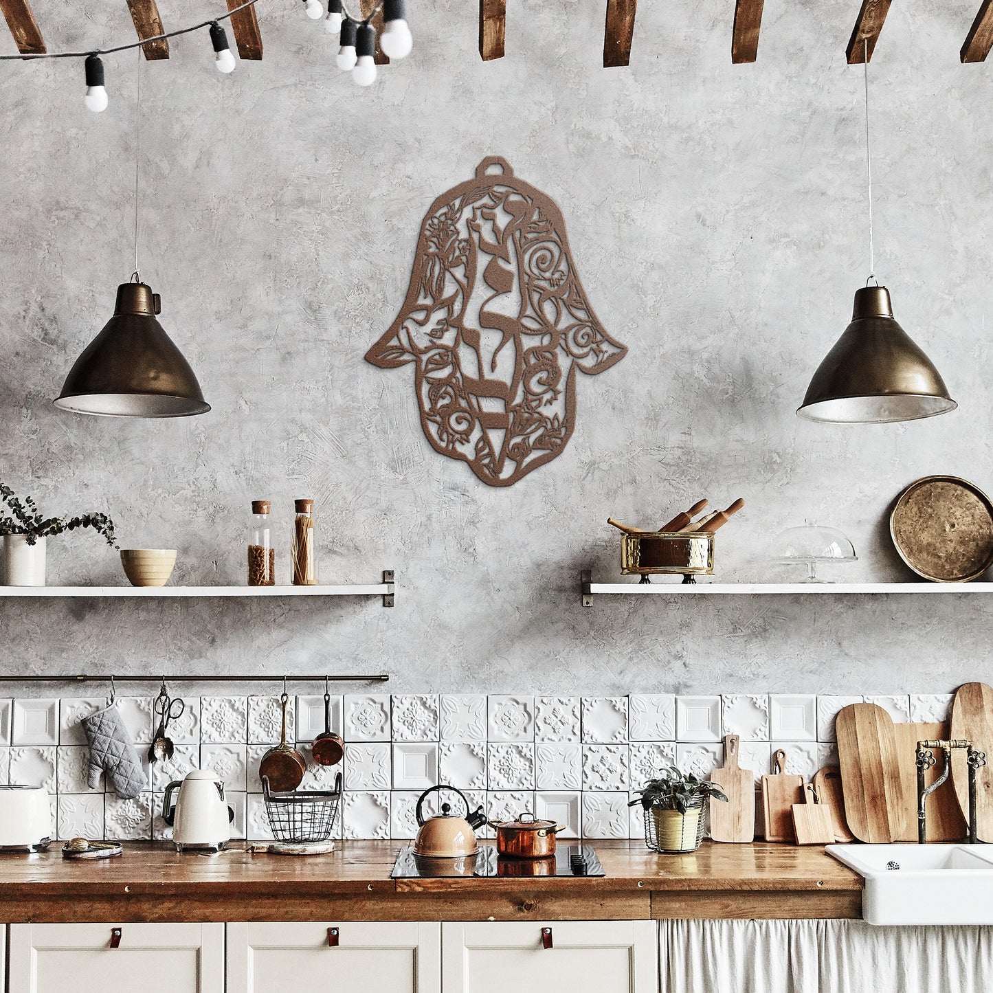 Hamsa of Peace in Israel by Leah Luria Metal Wall Art