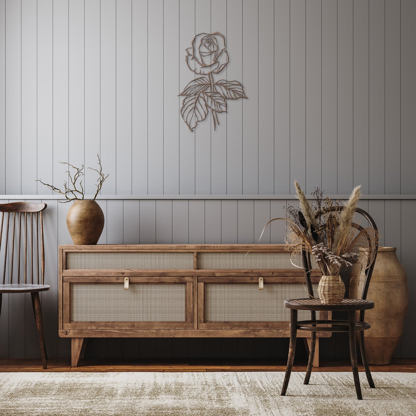 Hand Drawn Rose Metal Wall Art by Leah Luria