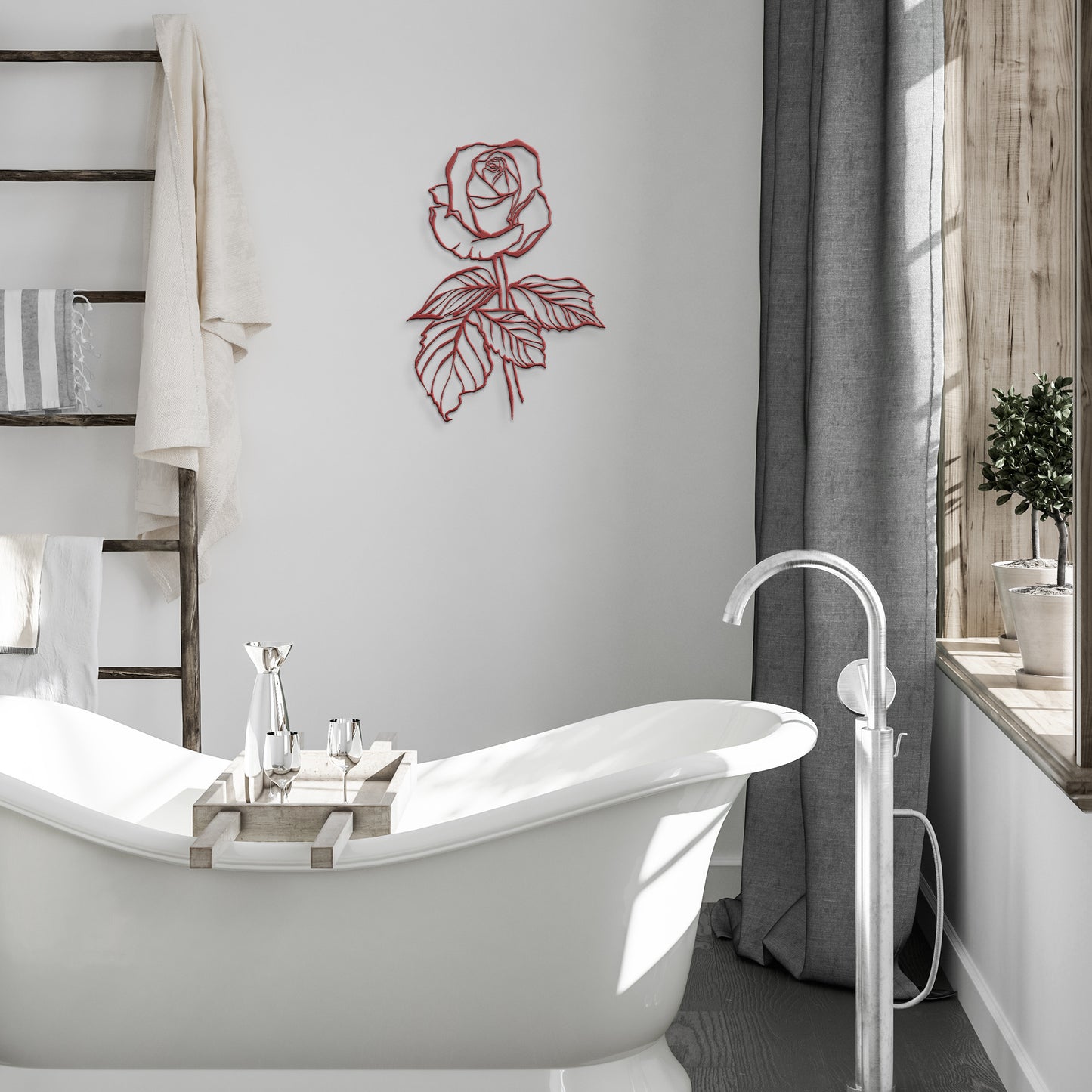 Hand Drawn Rose Metal Wall Art by Leah Luria