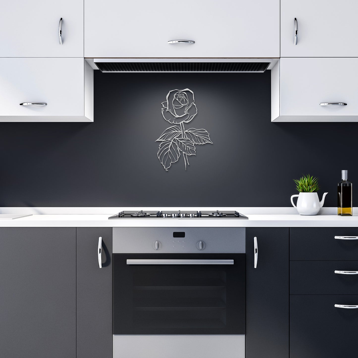 Hand Drawn Rose Metal Wall Art by Leah Luria