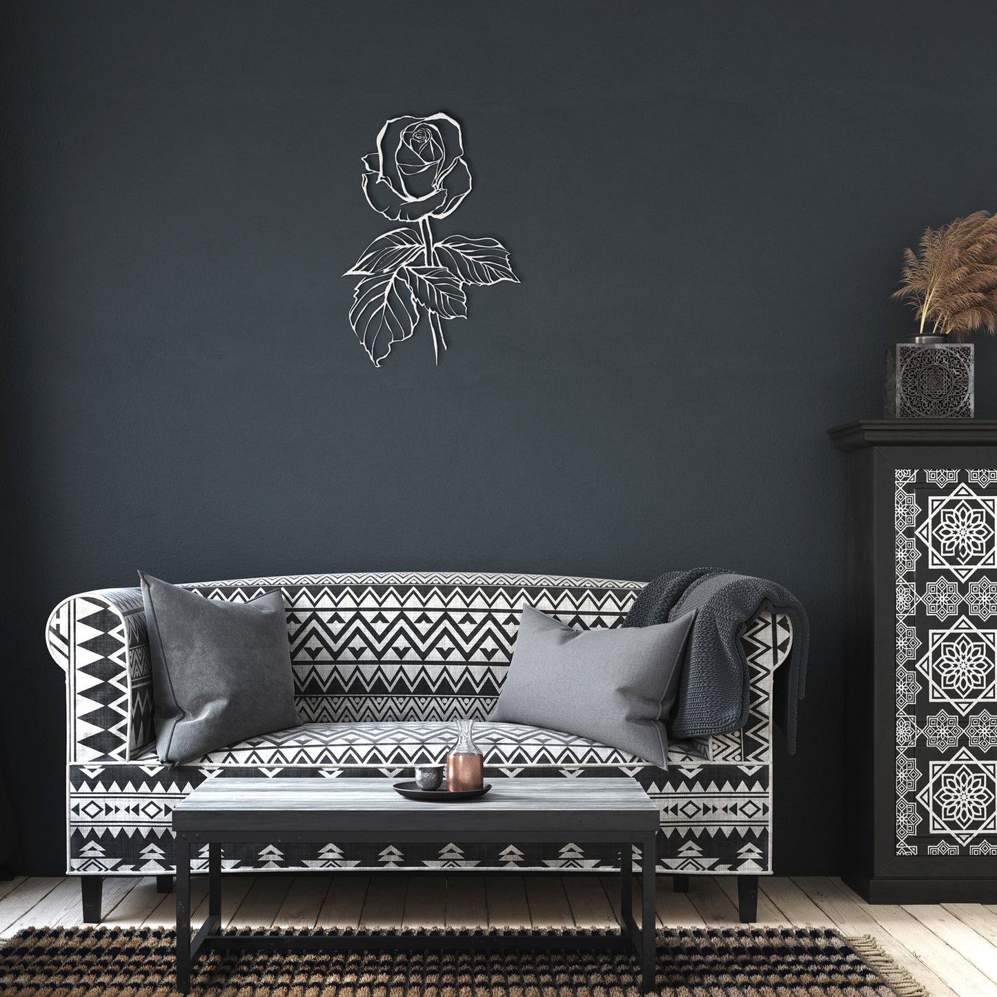 Hand Drawn Rose Metal Wall Art by Leah Luria