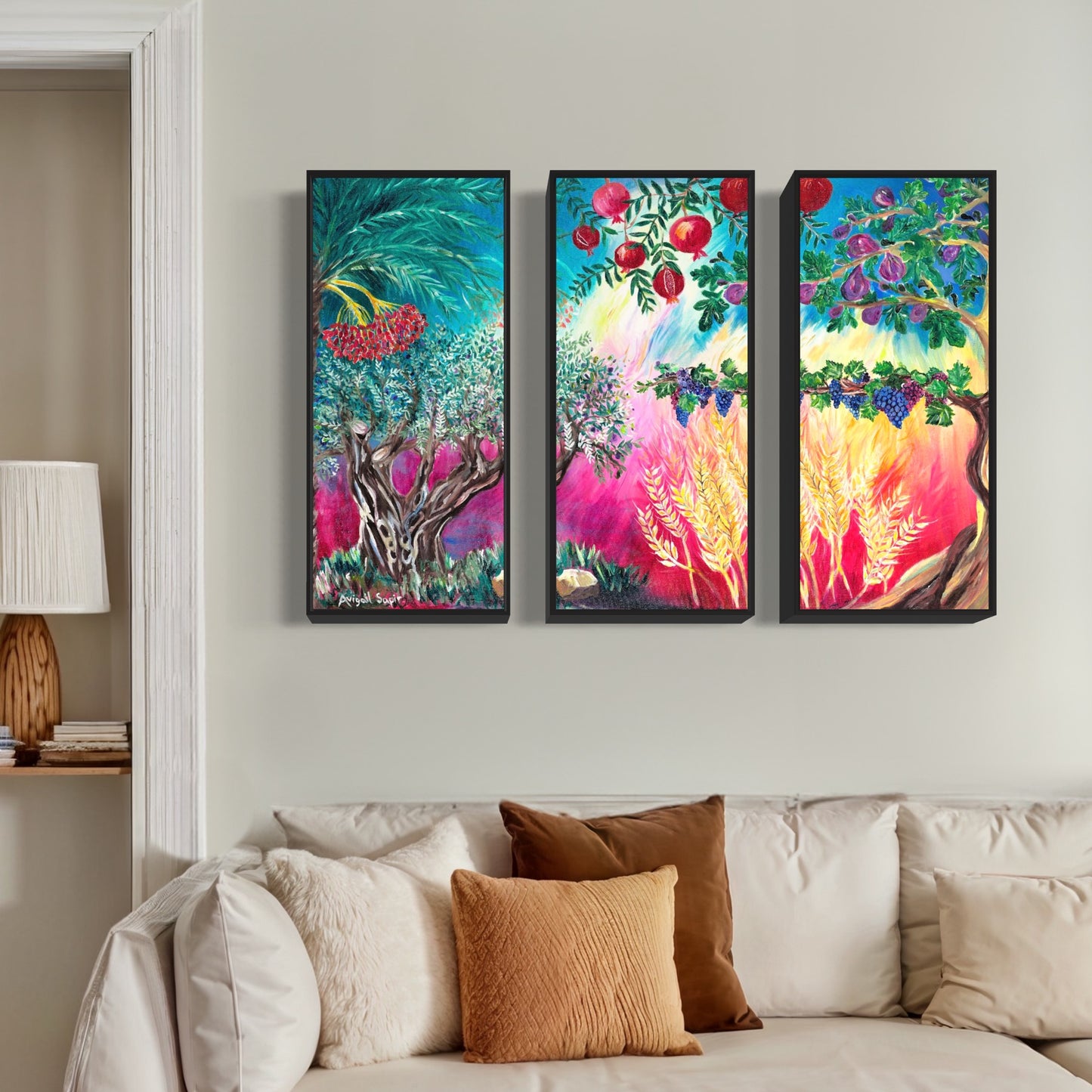 Seven Species Triptych by Avigail Sapir - Giclée Print on Fine Art Paper or Stretched Canvas Giclée