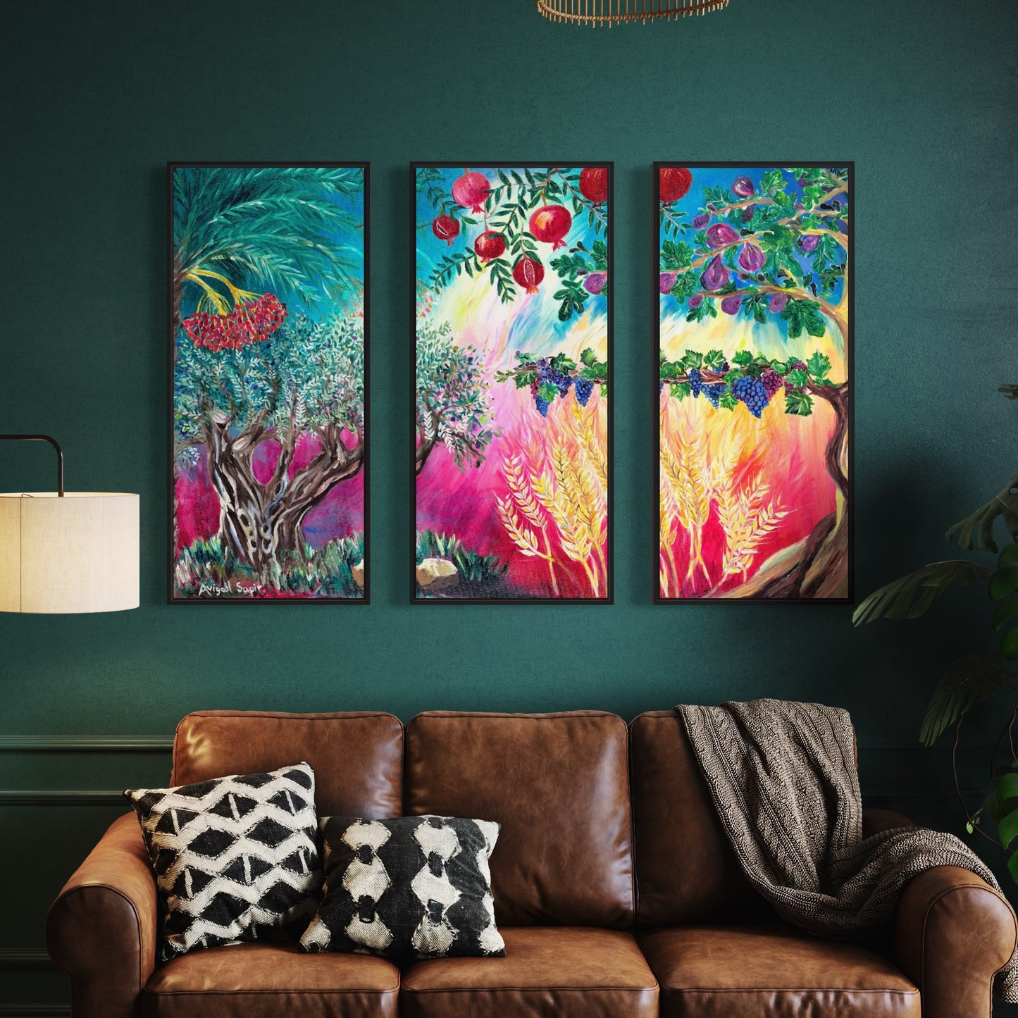 Seven Species Triptych by Avigail Sapir - Giclée Print on Fine Art Paper or Stretched Canvas Giclée