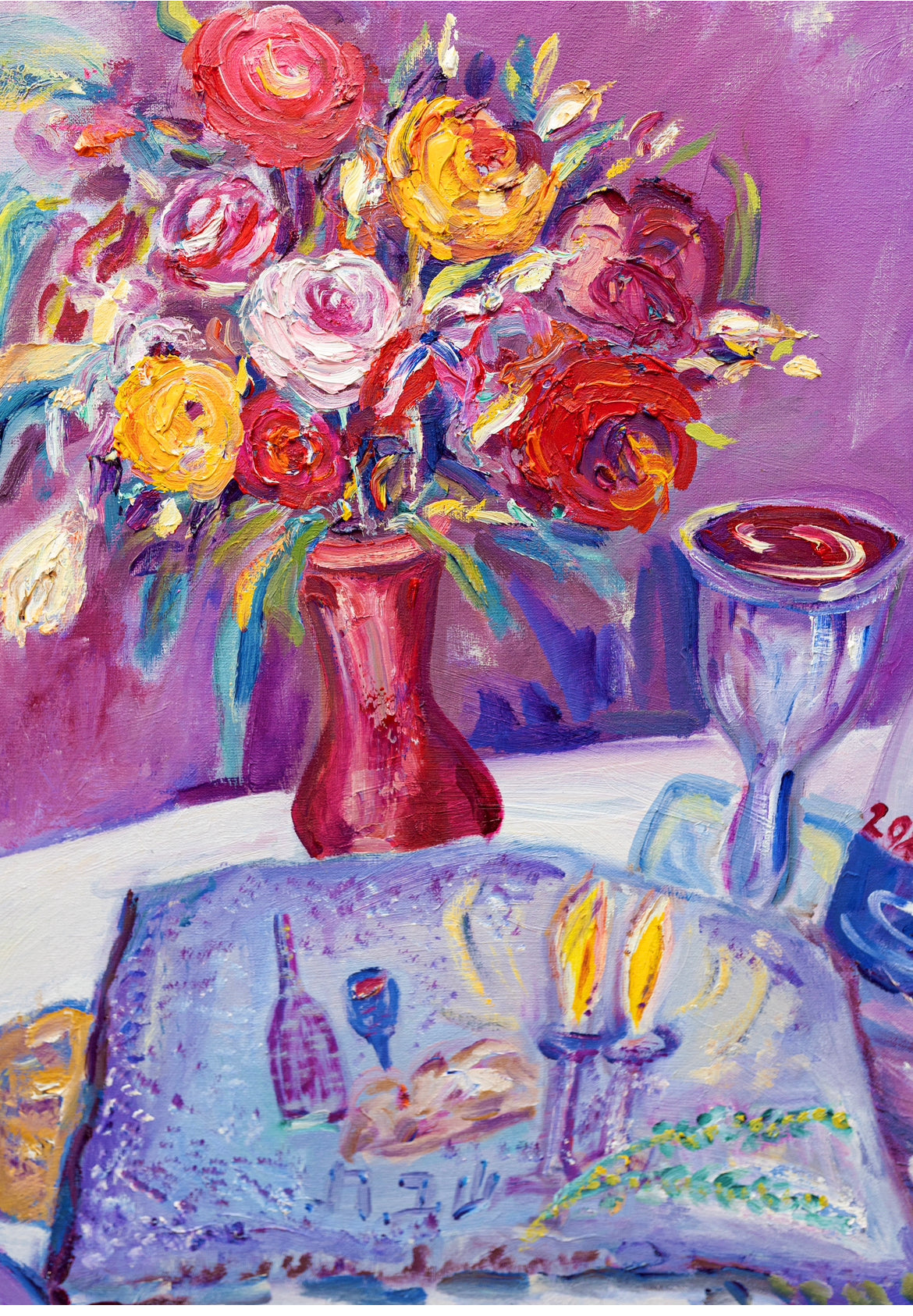 Colors of Shabbat Still Life by Dara Goldschmidt