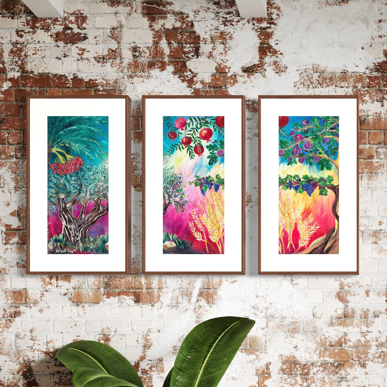 Seven Species Triptych by Avigail Sapir - Giclée Print on Fine Art Paper or Stretched Canvas Giclée
