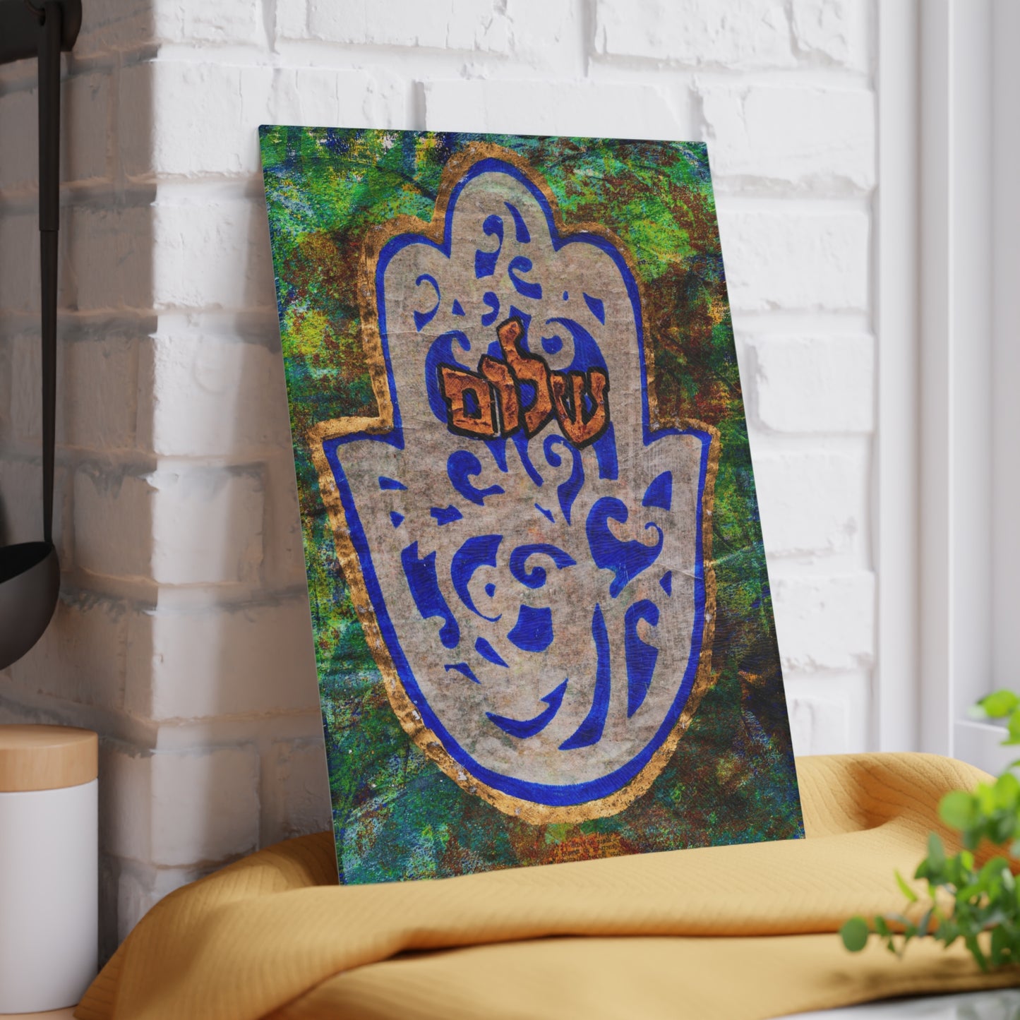 "Hamsa of Peace" Glass Challah Board by Esther Cohen