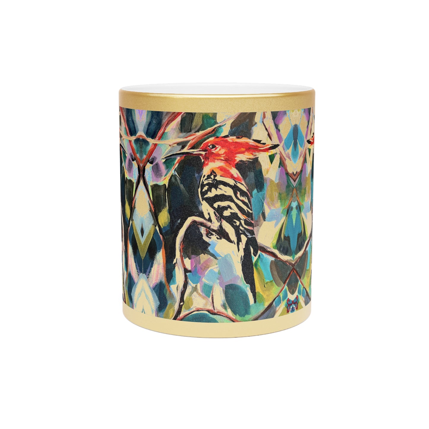 “Painted Hoopoe Bird” Metallic Mug by Leah Luria (Silver\Gold)