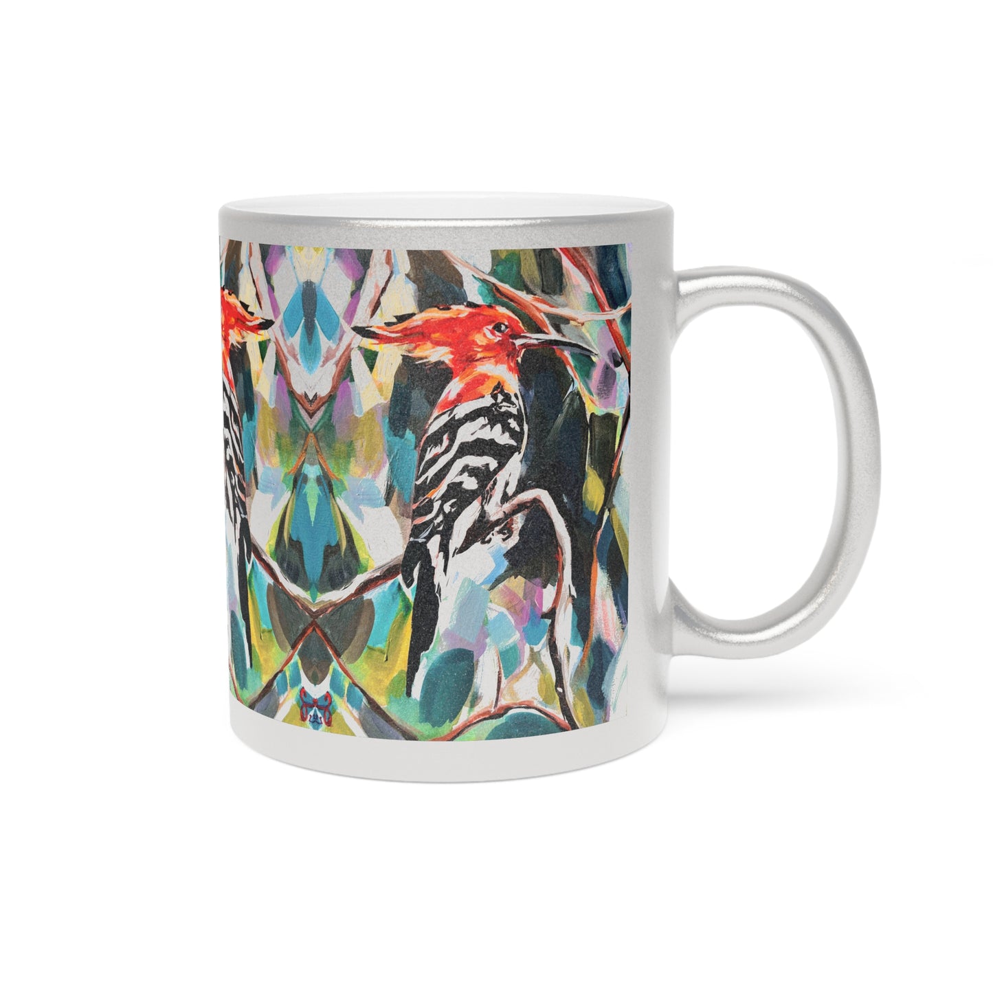 “Painted Hoopoe Bird” Metallic Mug by Leah Luria (Silver\Gold)