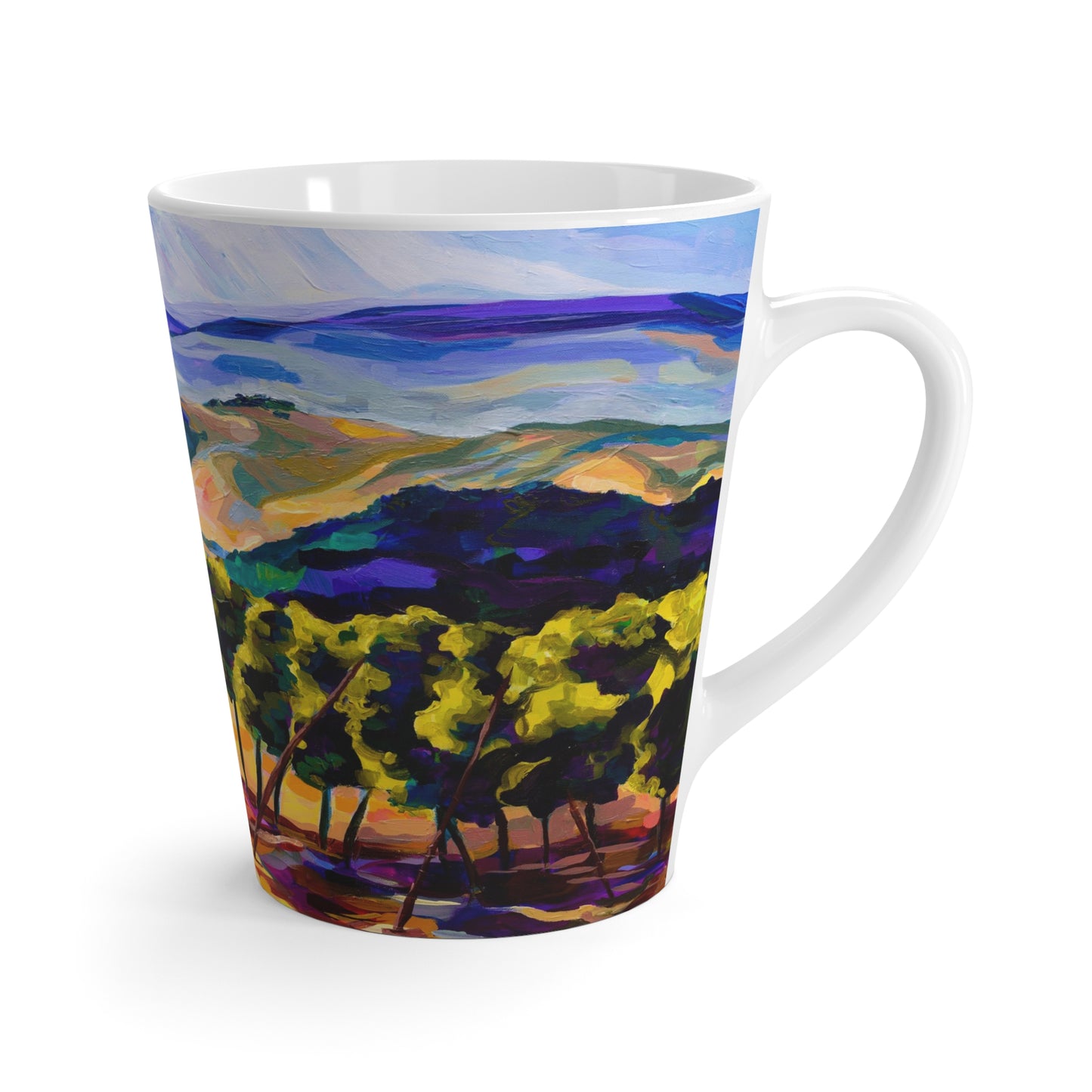 “Mountaintop Vineyard Outside Jerusalem” by Leah Luria Latte Mug