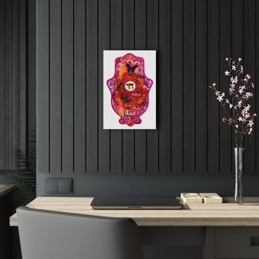 "Hamsa in Fuchsia" by Esther Cohen Glossy Acrylic Print