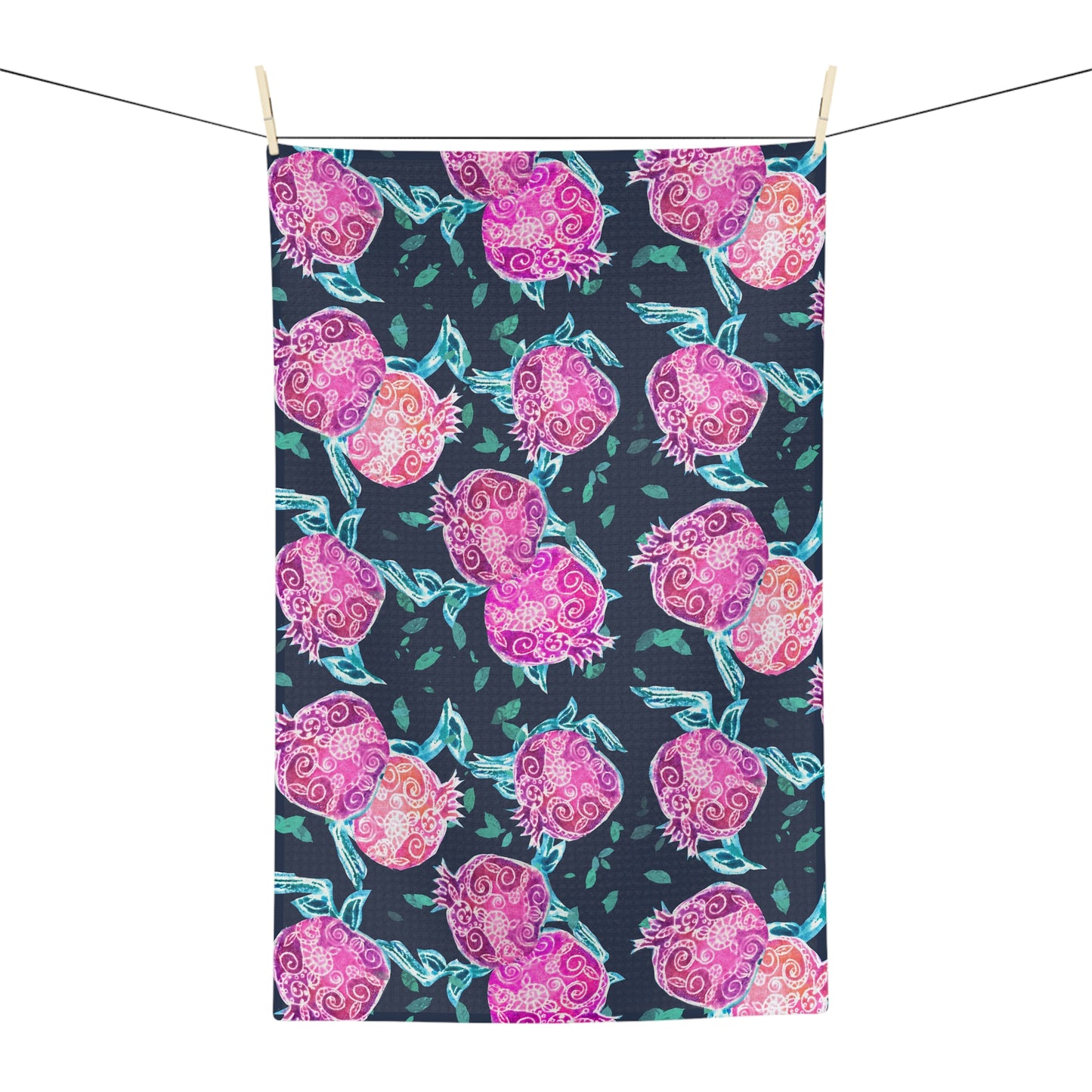 Pomegranate Whimsy  by Leah Luria Rosh Hashanah Microfiber Tea Towel