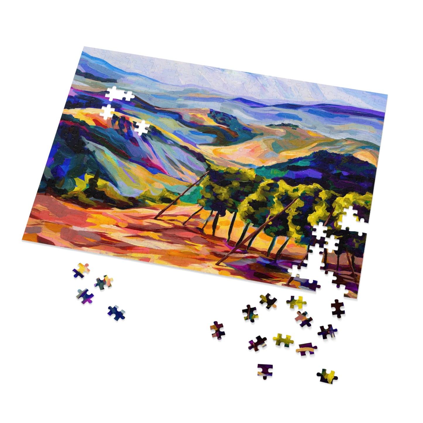Mountaintop Vineyard Outside Jerusalem Painting by Leah Luria Jigsaw Puzzle (500 Pieces)