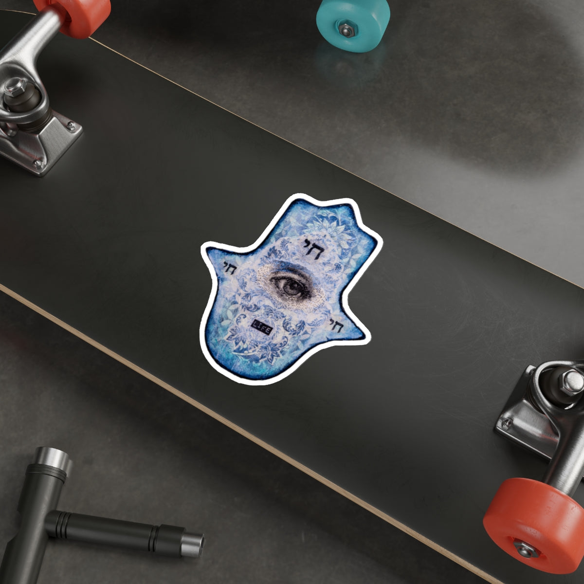 "Blue Chai Hamsa" by Esther Cohen Die-Cut Sticker