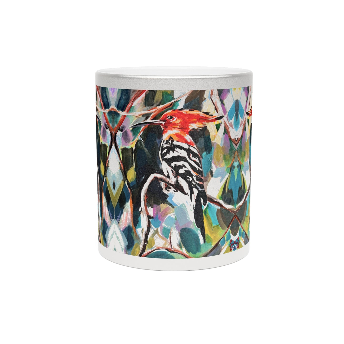 “Painted Hoopoe Bird” Metallic Mug by Leah Luria (Silver\Gold)