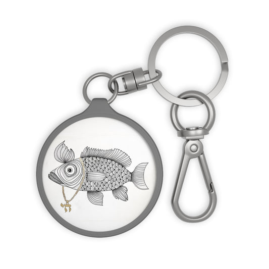 Fish with a Chai Necklace by Yael Flatauer Keyring