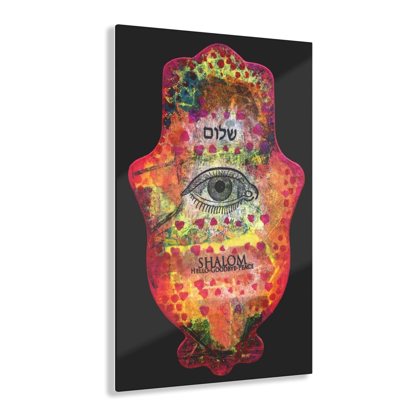 "Hamsa in Reds" by Esther Cohen Glossy Acrylic Print