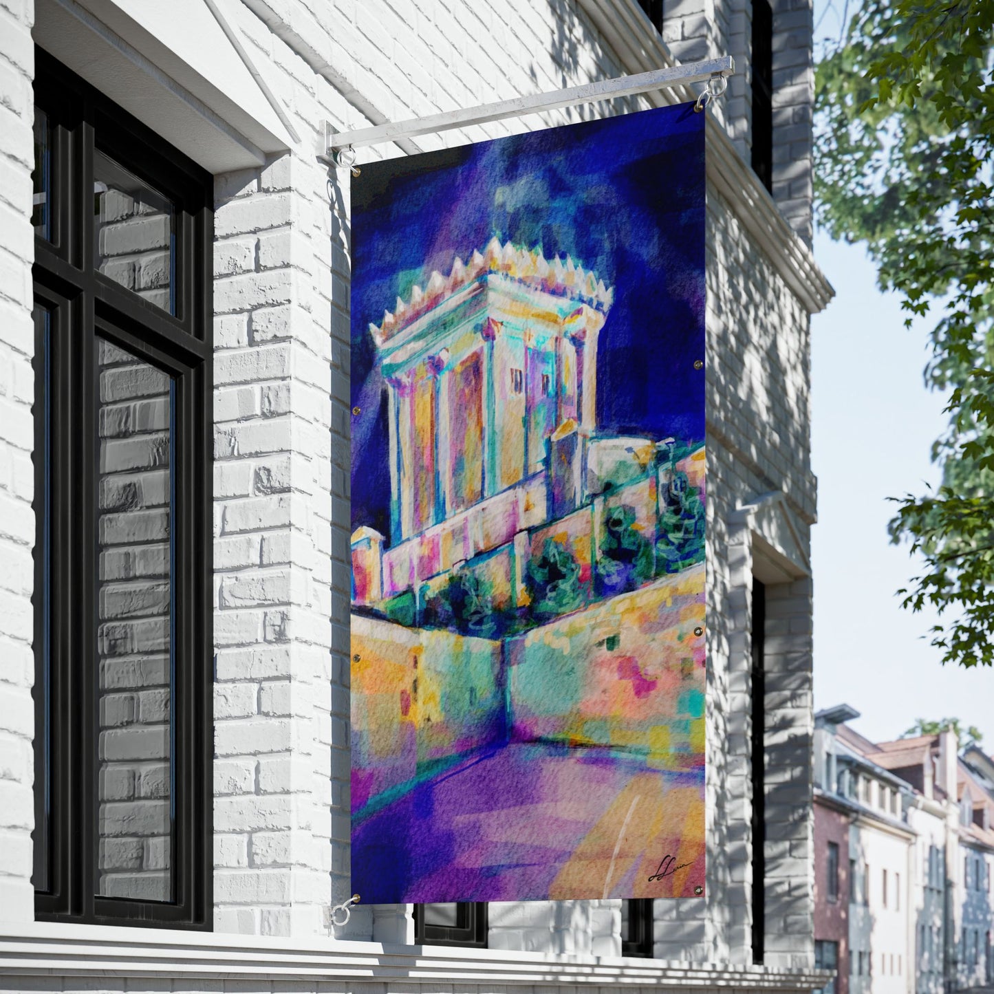 Night Vision: Beis Hamikdash III by Leah Luria Sukkah Tapestry (waterproof)