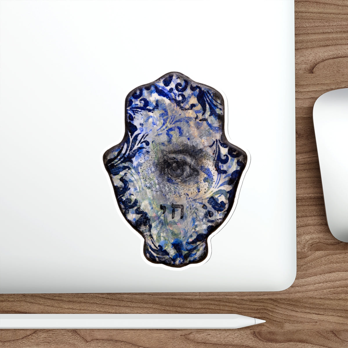 "Hamsa in Blues II" Die-Cut Sticker by Esther Cohen