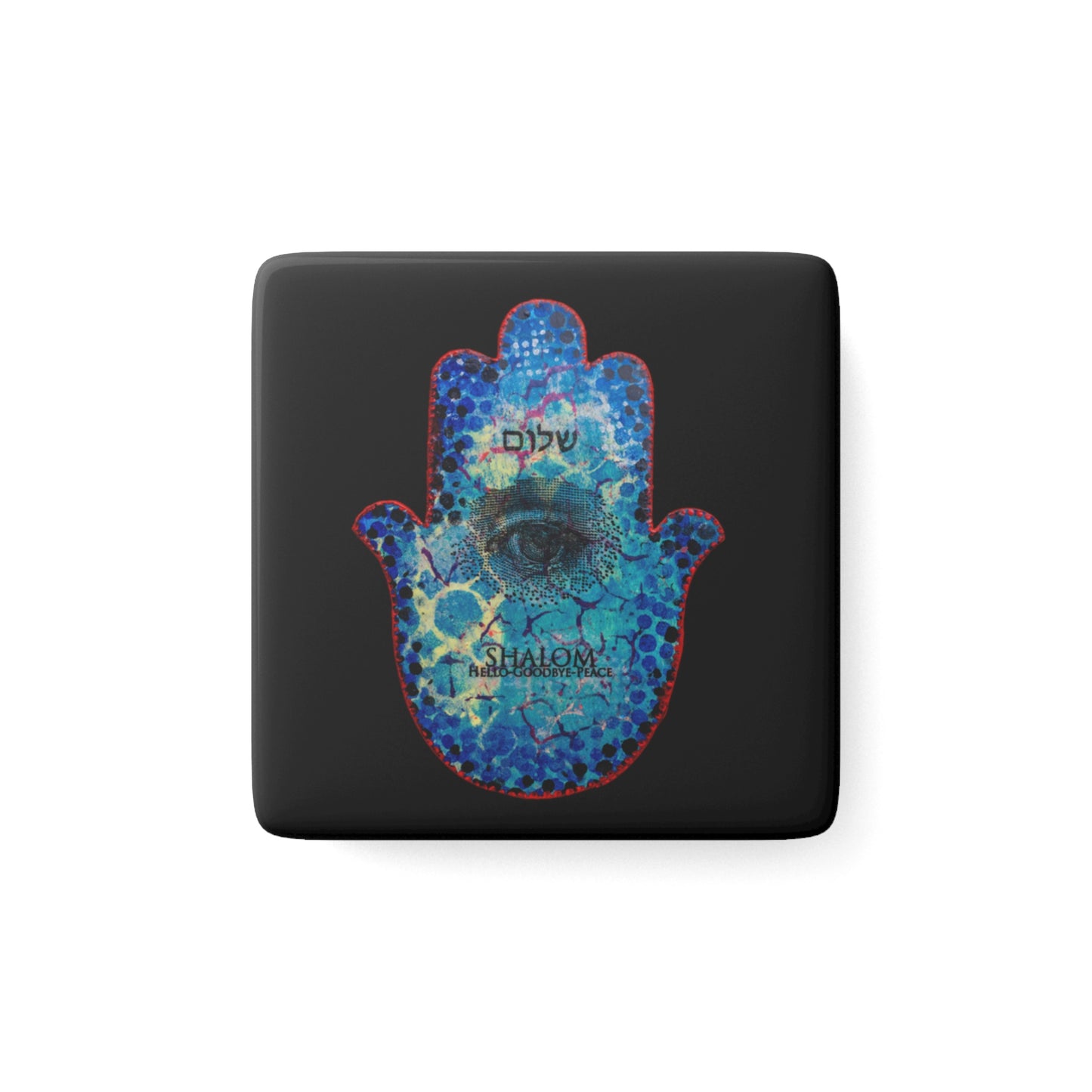 "Hamsa in Blues" by Esther Cohen Ceramic Magnet