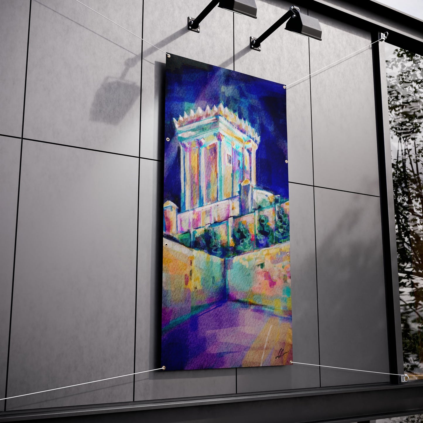 Night Vision: Beis Hamikdash III by Leah Luria Sukkah Tapestry (waterproof)