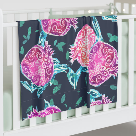 “Pomegranate Whimsy” by Leah Luria Baby Swaddle Blanket