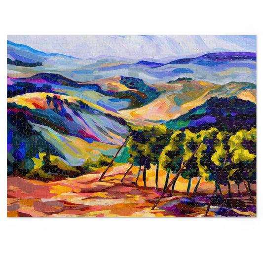 Mountaintop Vineyard Outside Jerusalem Painting by Leah Luria Jigsaw Puzzle (500 Pieces)