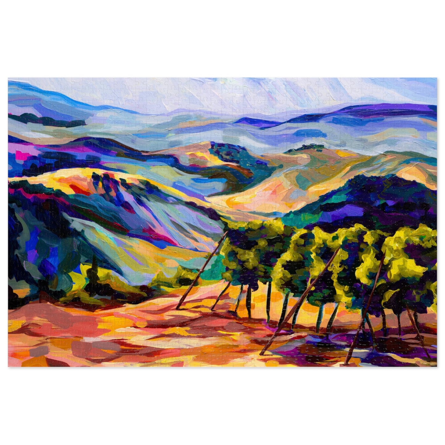 “Mountaintop Vineyard outside Jerusalem”  by Leah Luria Jigsaw Puzzle (1000-Pieces)