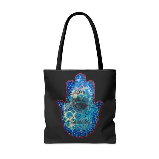 "Hamsa in Blue & Fuchsia" Double Sided Tote Bag by Esther Cohen