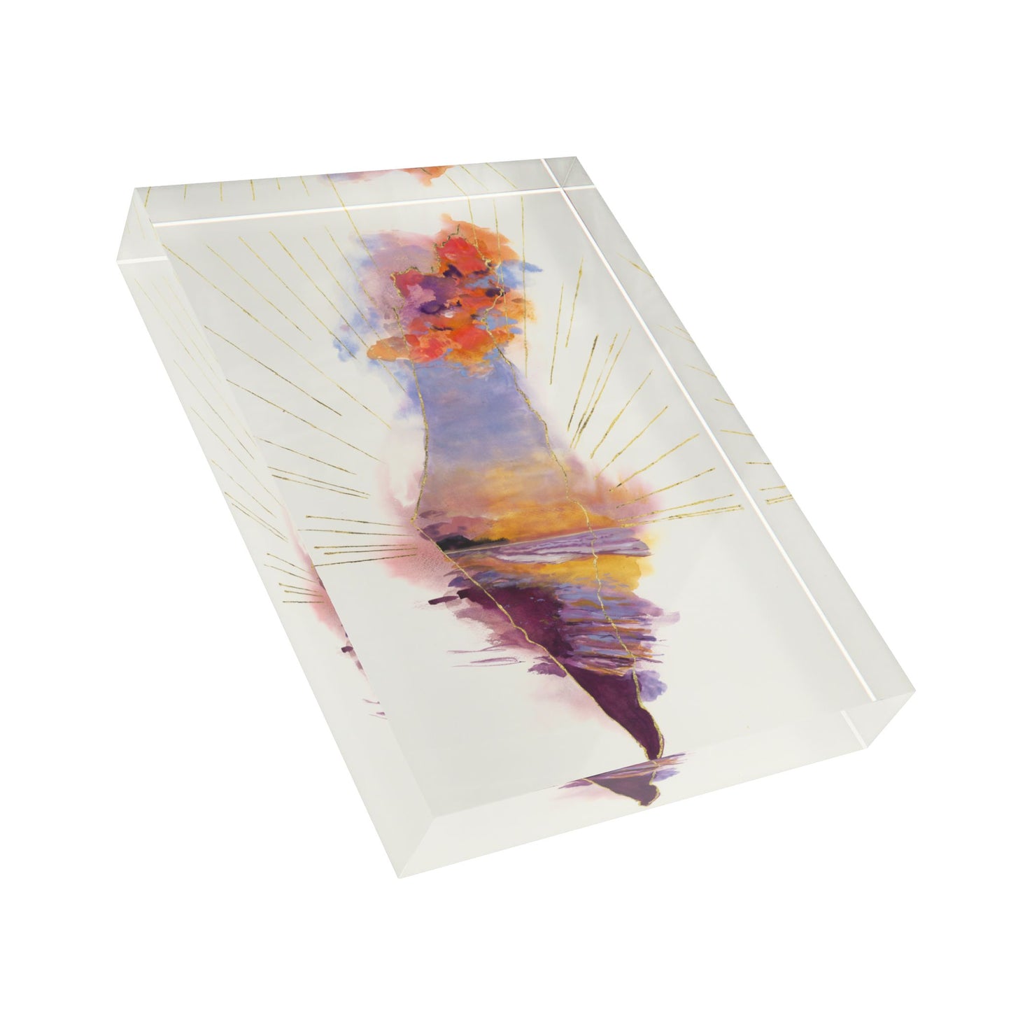 Radiant Israel by Avigael Tondowski - Watercolor Map of Israel - Acrylic Block Print