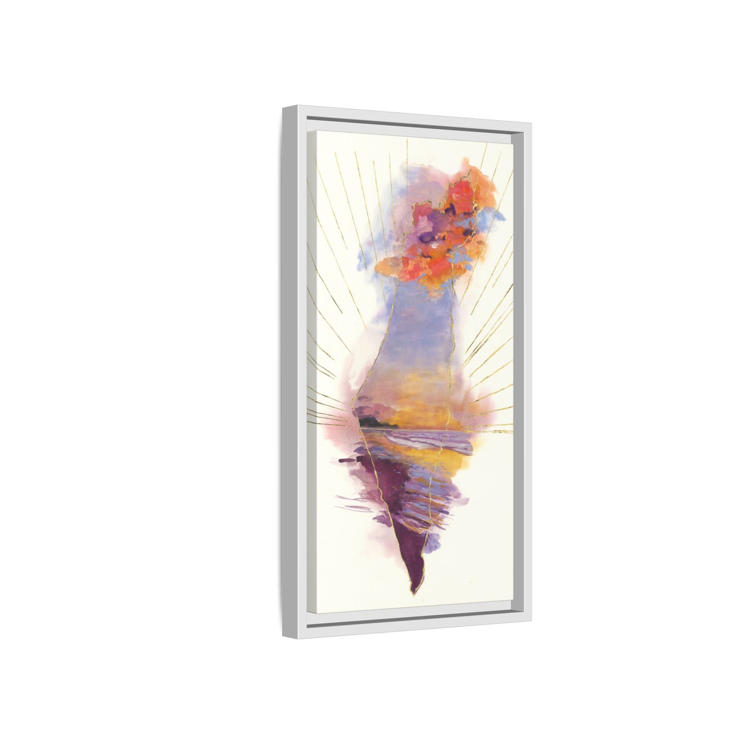 “Radiant Israel” - Map of Israel by Avigael Tondowski - Framed Canvas Print