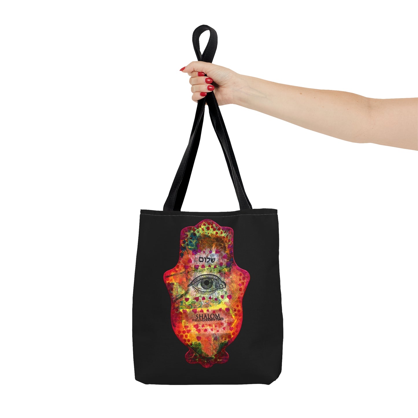 "Hamsa in Blue & Fuchsia" Double Sided Tote Bag by Esther Cohen