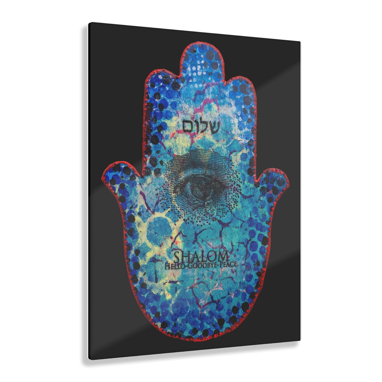 "Hamsa in Blues" by Esther Cohen Glossy Acrylic Print