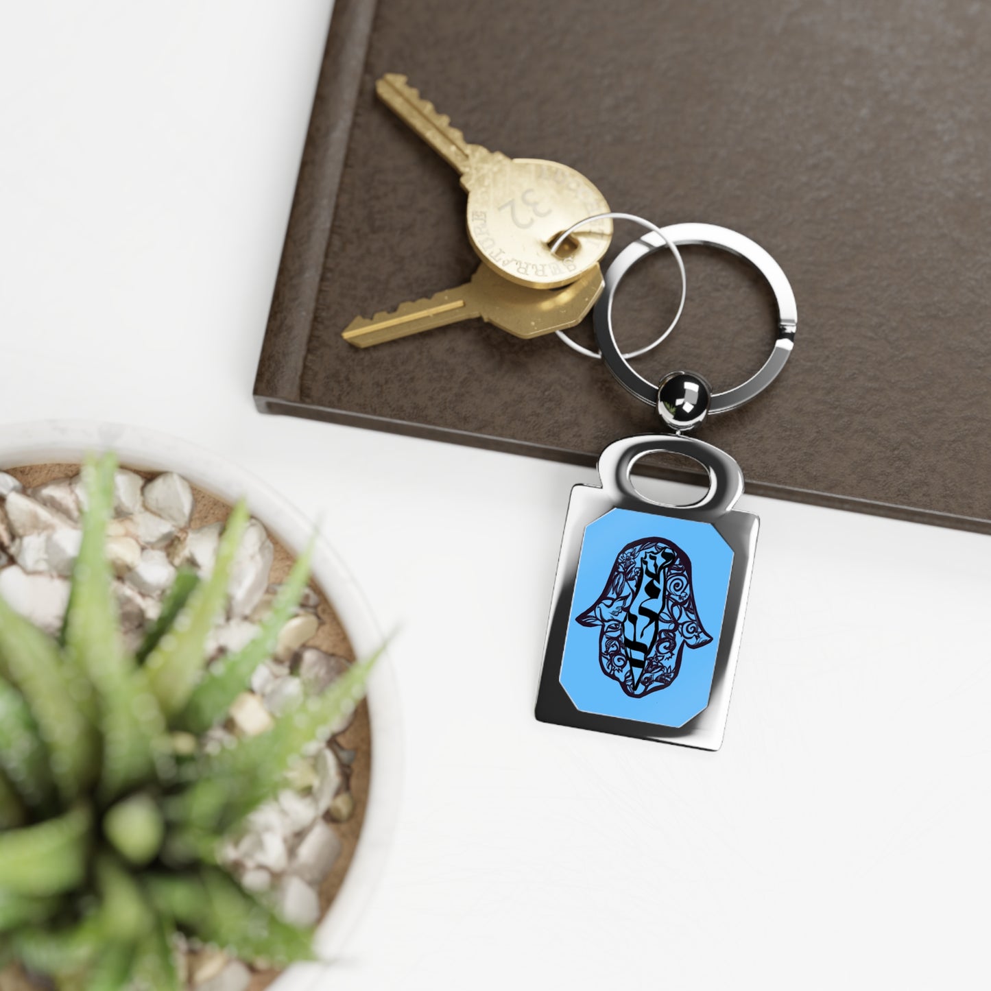 Hamsa of Peace in Israel by Leah Luria Rectangle Photo Keyring