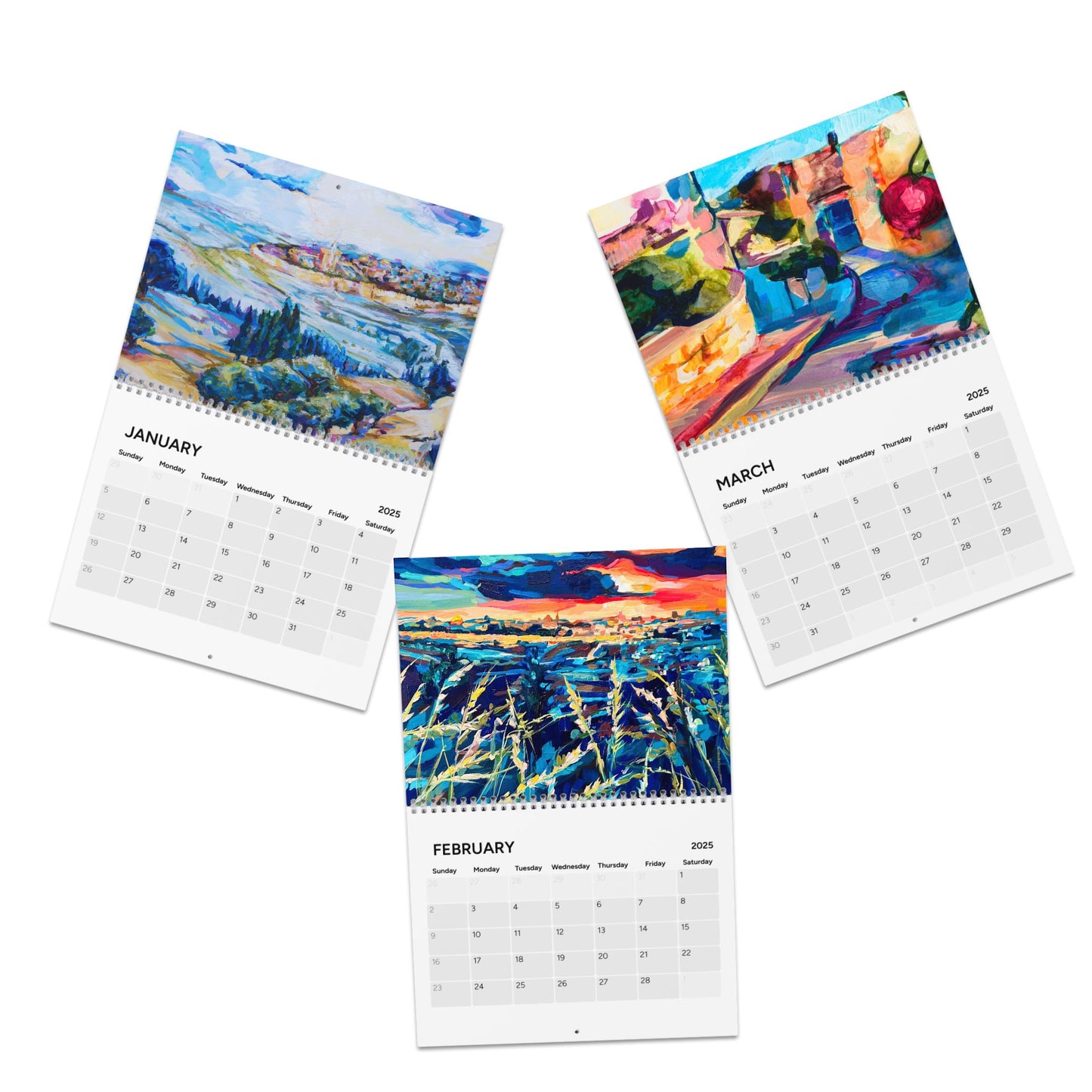 "Brushstrokes of Israel Version II" by Leah Luria 2025 Wall Calendar