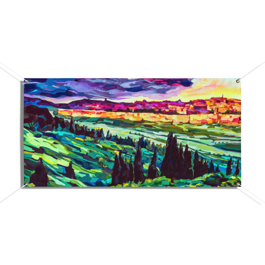 Vibrancy of Jerusalem Sukkah Tapestry (waterproof)
