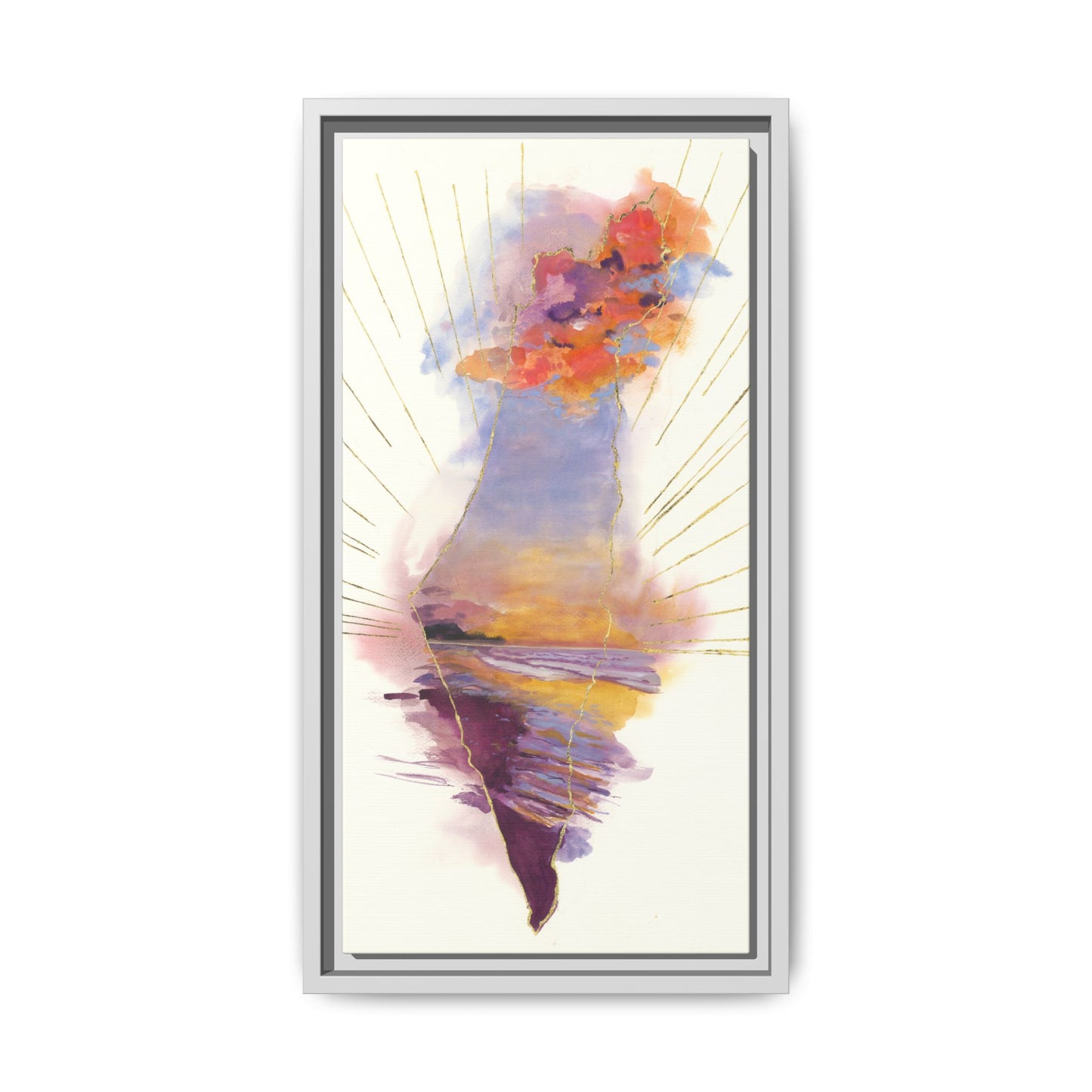 “Radiant Israel” - Map of Israel by Avigael Tondowski - Framed Canvas Print