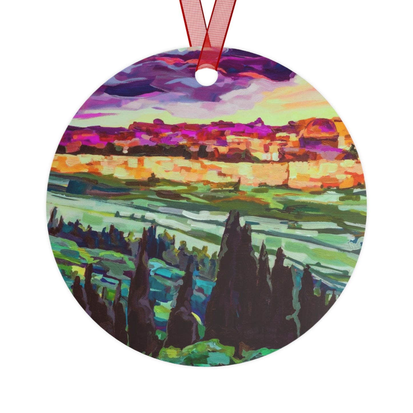 Sacred Horizon and Vibrancy of Jerusalem by Leah Luria Car Hanging Accessory (Metal)