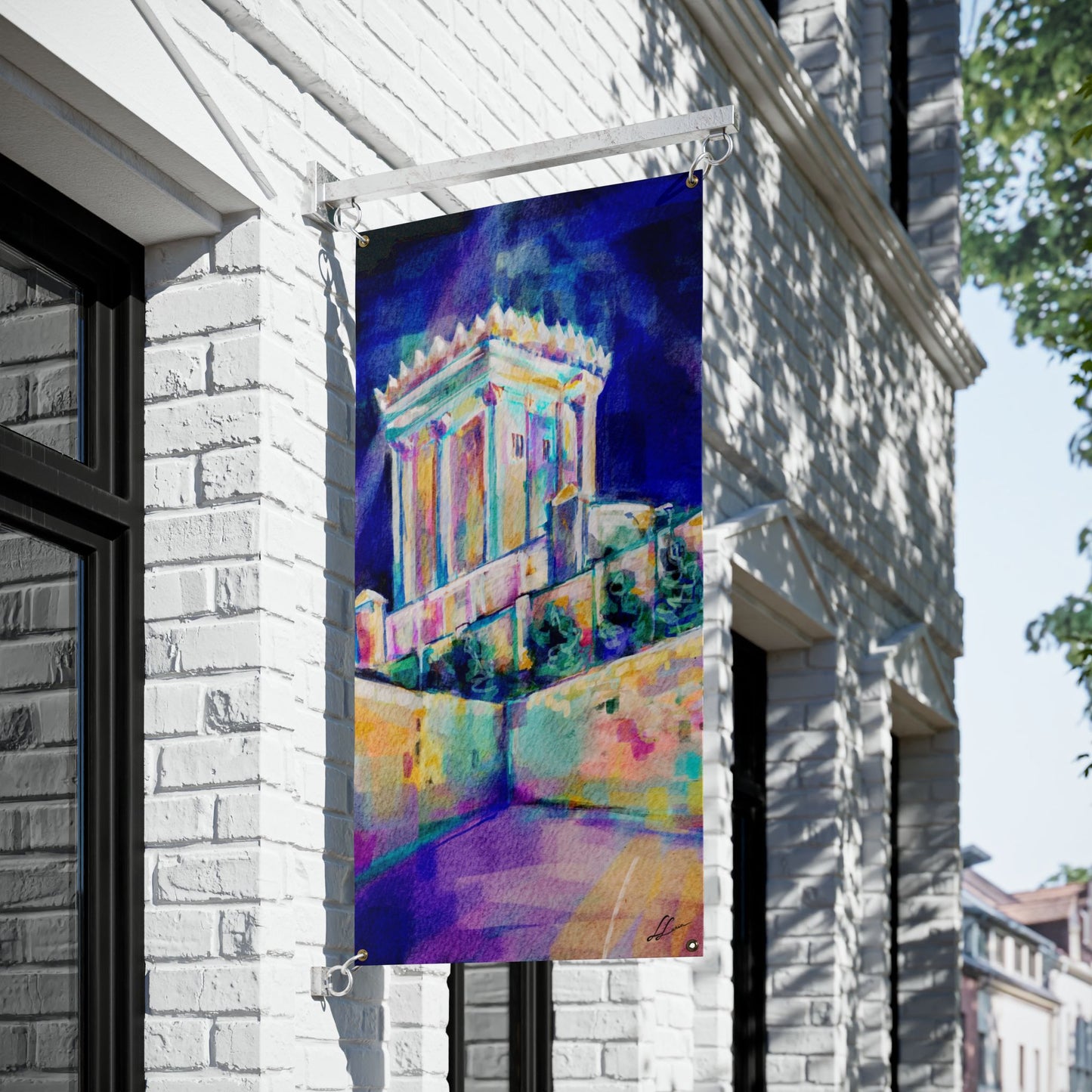 Night Vision: Beis Hamikdash III by Leah Luria Sukkah Tapestry (waterproof)