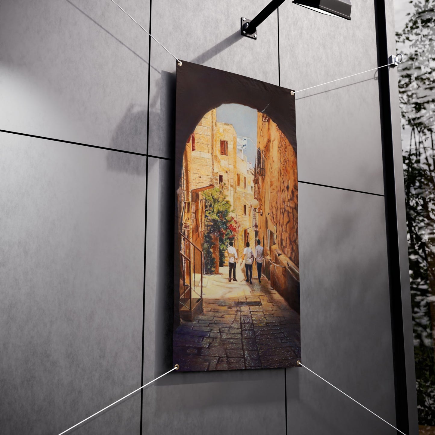 Brothers in Jerusalem by Pinchas Bensusan Sukkah Tapestry (waterproof)
