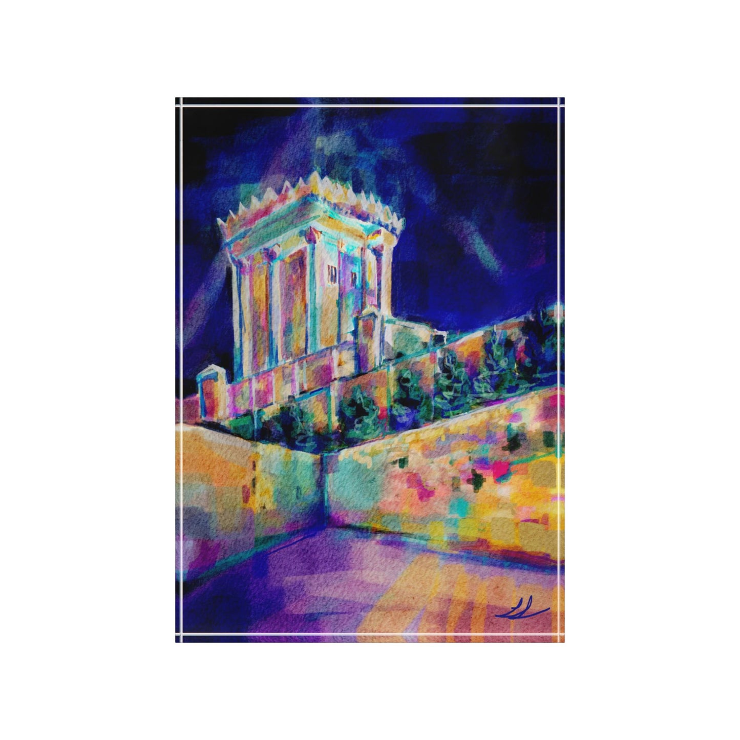 Night Vision: Beit Hamikdash III by Leah Luria Acrylic Block Print