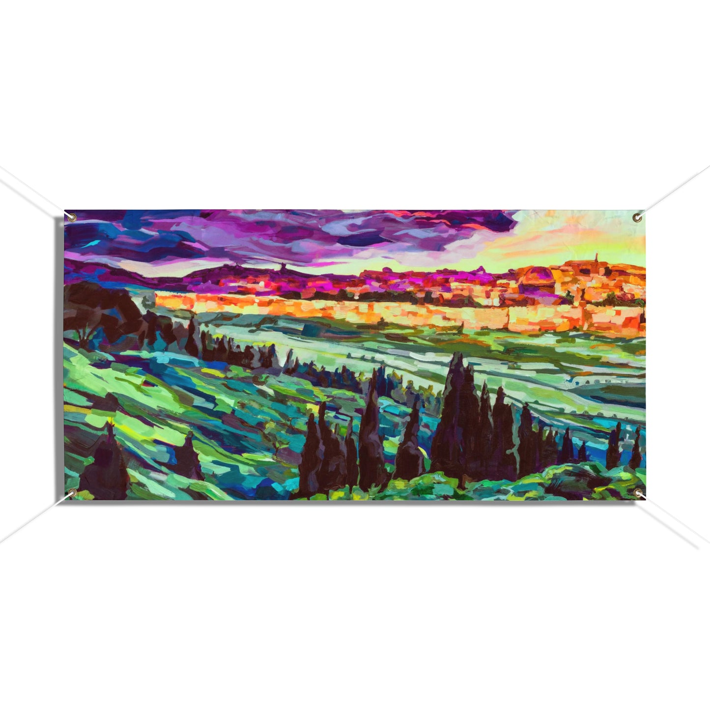 Vibrancy of Jerusalem Sukkah Tapestry (waterproof)