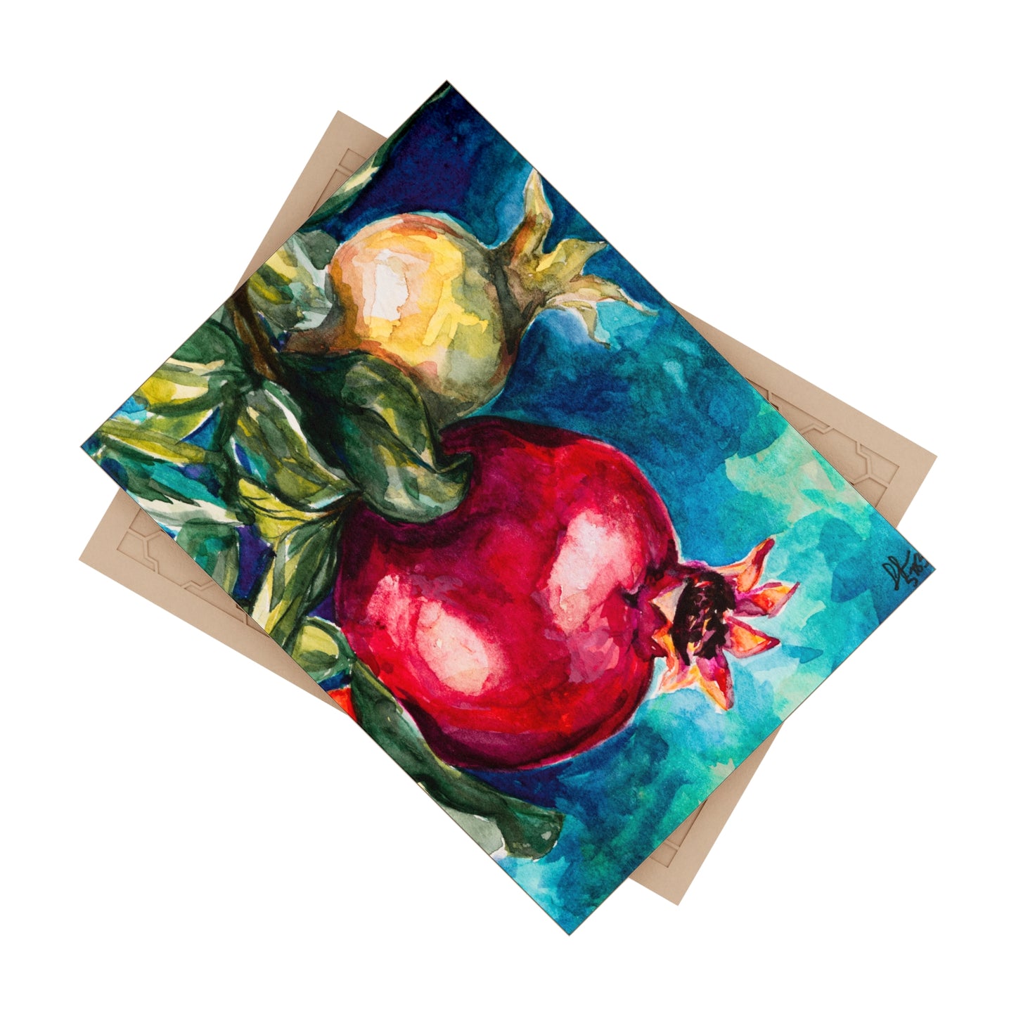 Painted Pomegranates by Leah Luria Ceramic Tile