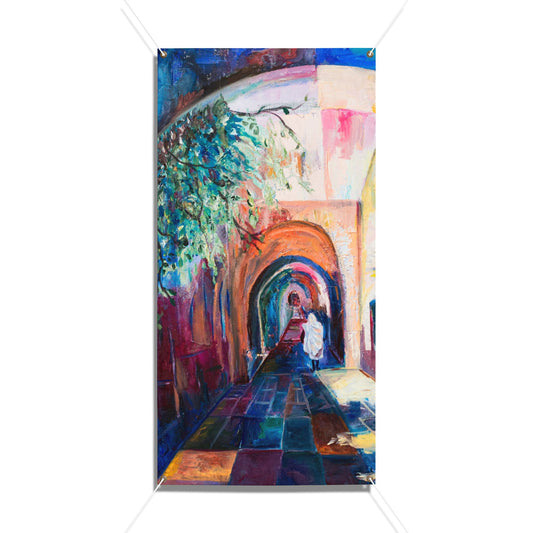 Old City Alleyway by Dara Goldschmidt Sukkah Tapestry (waterproof)