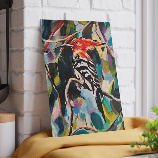 Painted Hoopoe Glass Cutting Board