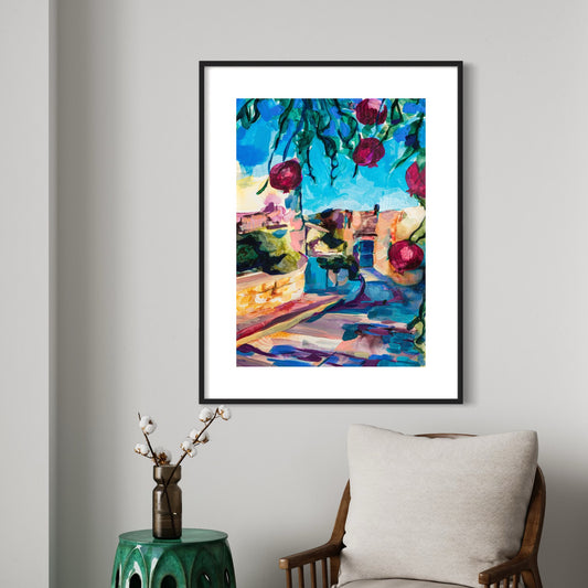 Dancing Shadows of Tzfat Watercolor by Leah Luria Print on Fine Art Paper or Canvas Giclée